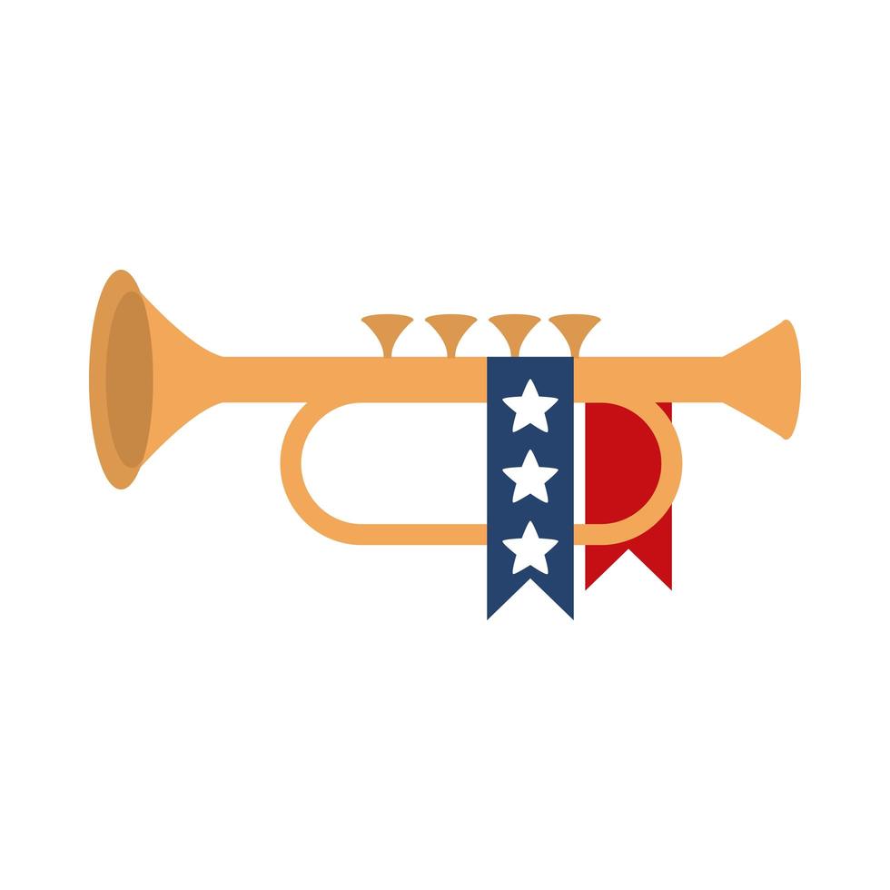 minnesdag trumpet band dekoration amerikansk fest platt stil ikon vektor