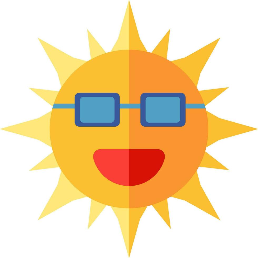 Karikatur Sonne tragen Brille Symbol im eben Stil. vektor