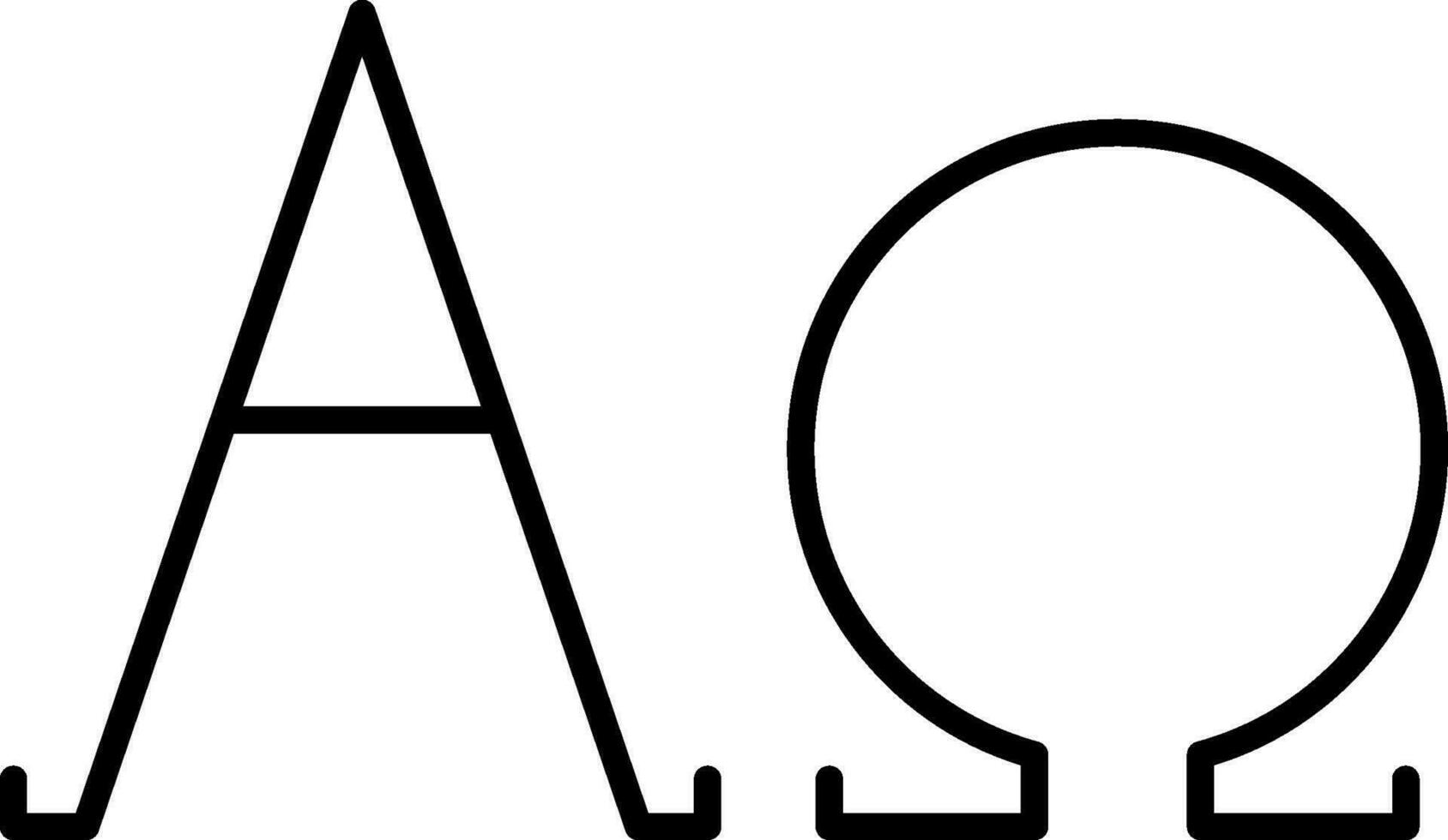 alfa och omega symbol i tunn linje konst. vektor