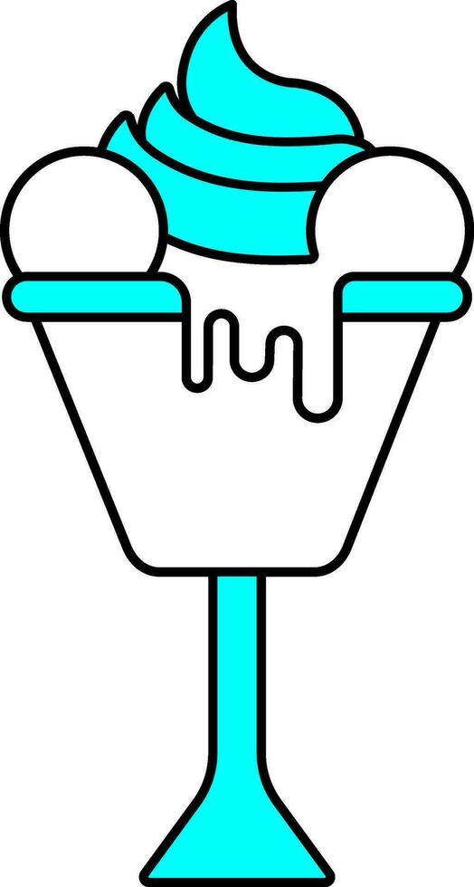 cyan und Weiß Farbe Eisbecher Symbol. vektor