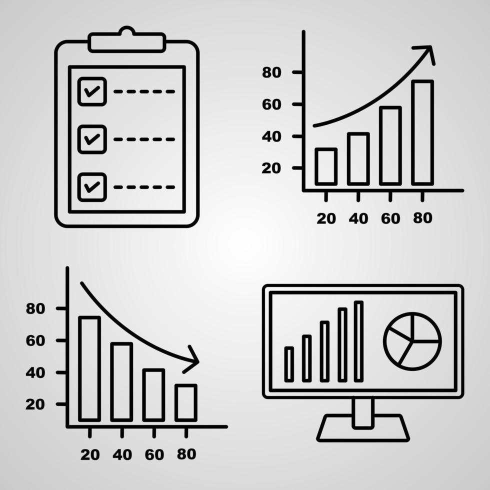 affärssymbolssamling på vit bakgrund Ikoner för affärsöversikt vektor