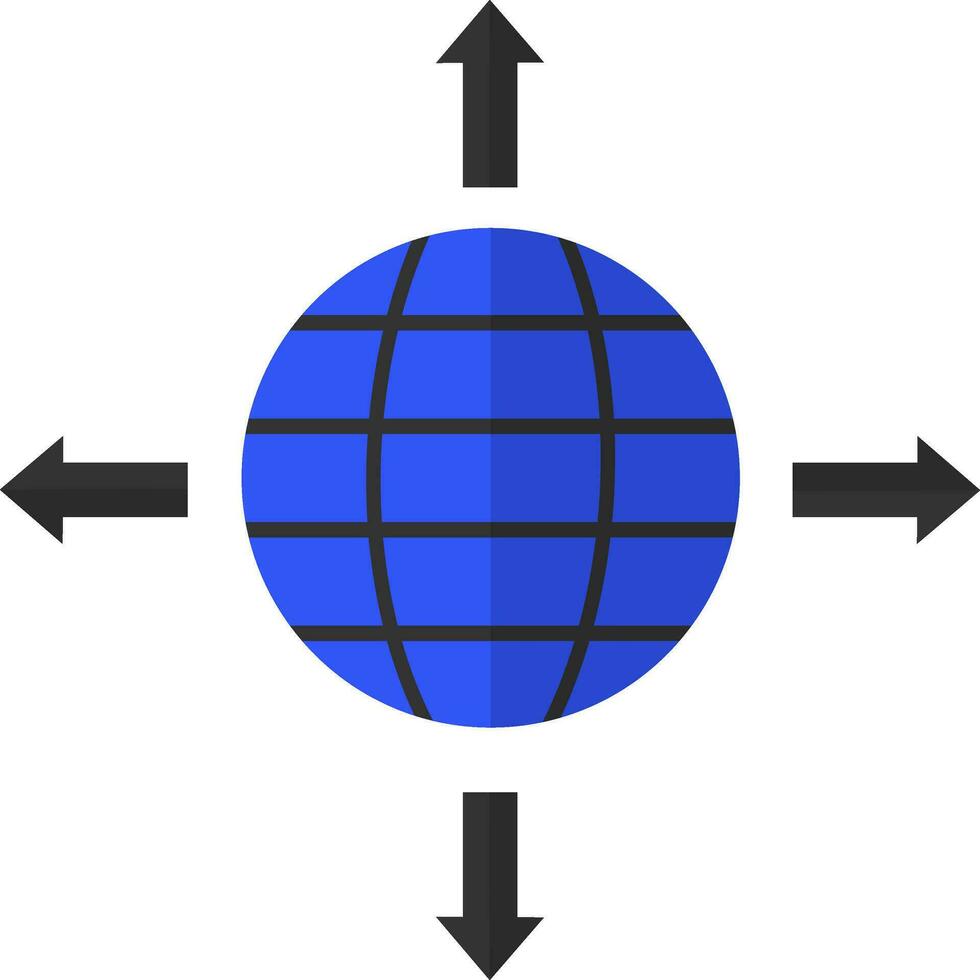 Blau und schwarz Globus mit Pfeile. vektor