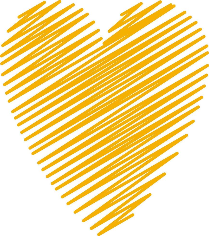 Gelb Herz gemacht durch kritzeln Linien. vektor