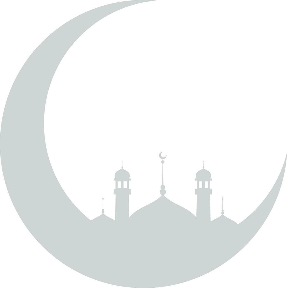 grau Moschee und Minarett auf Mond. vektor