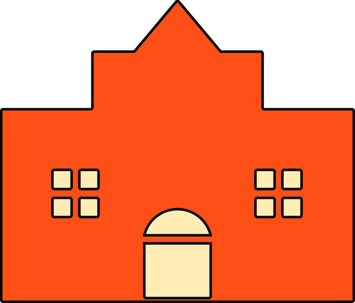 byggnad i orange och grädde Färg. vektor