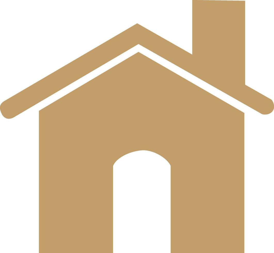 glyf ikon av en små hus i brun Färg. vektor