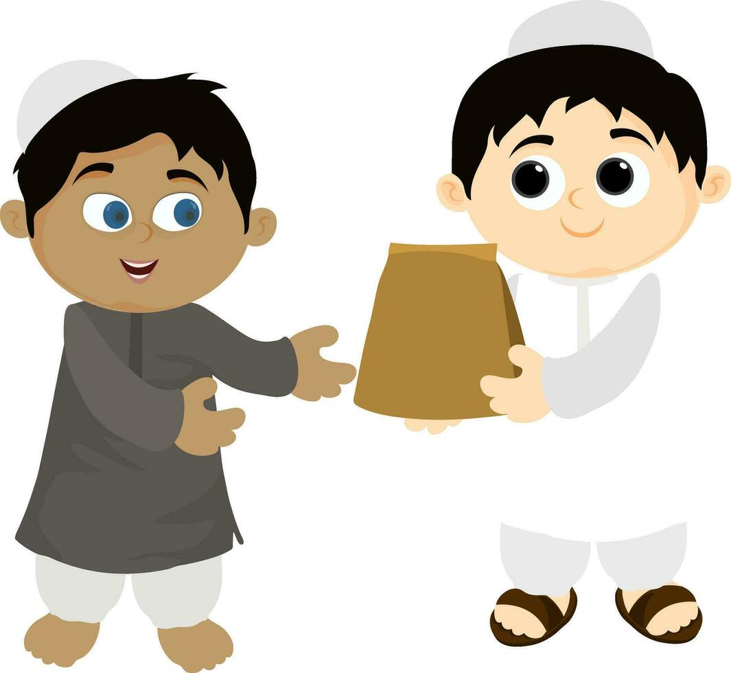 tecknad serie karaktär av muslim ungar. vektor
