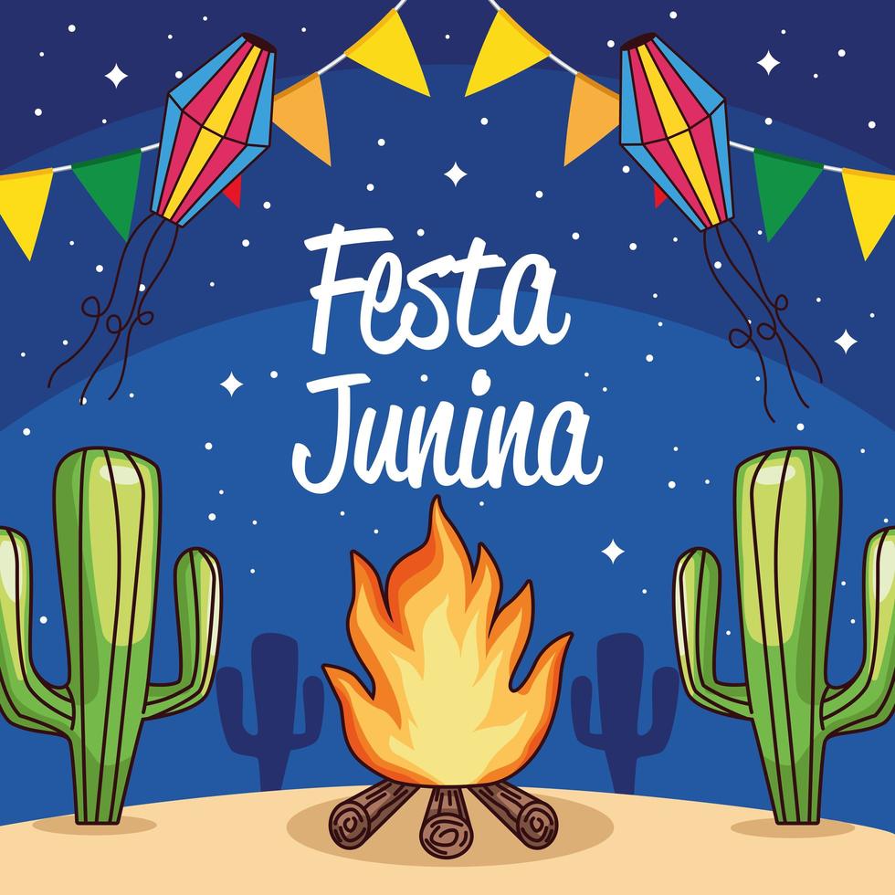 festa junina nachtszene vektor