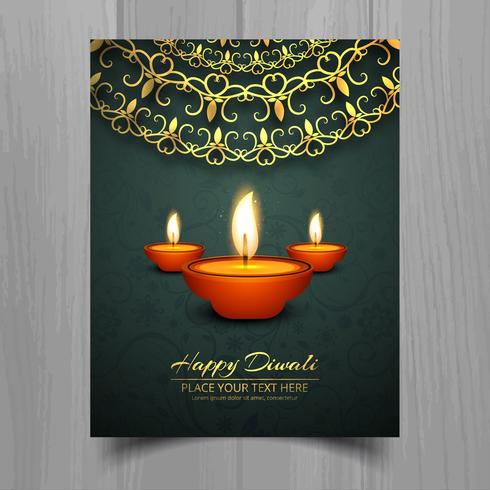 Glad diwali diya oljelampa festival broschyr mall design vektor