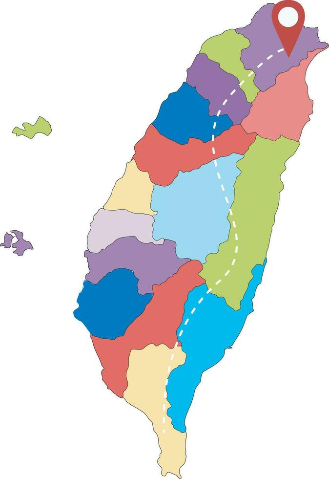 Vektor detailliert detailliert Land Karte von Taiwan mit Bereich planen