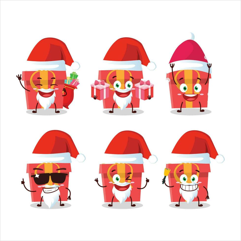 Santa claus Emoticons mit rot Weihnachten Geschenk Karikatur Charakter vektor