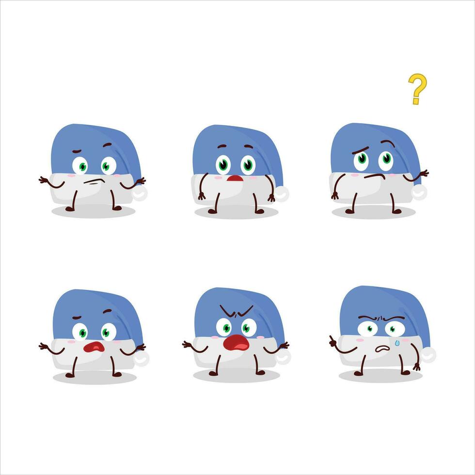 tecknad serie karaktär av blå santa hatt med Vad uttryck vektor