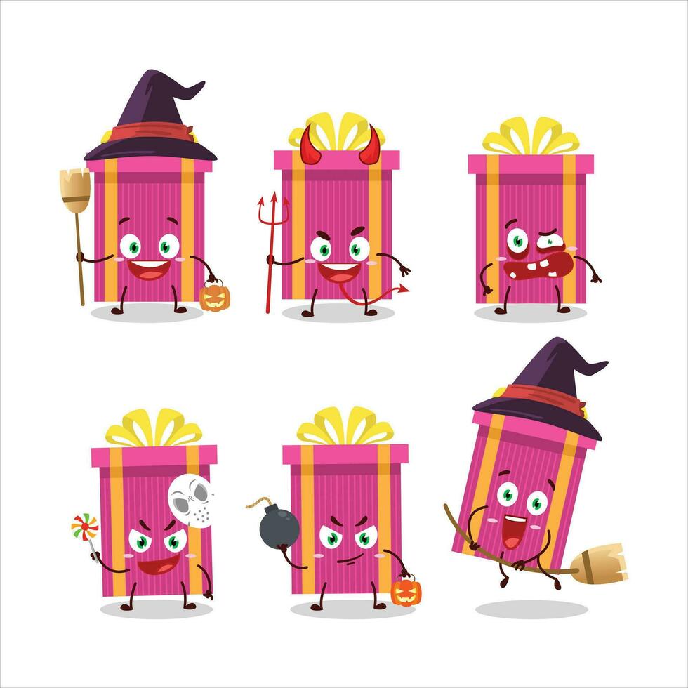 Halloween Ausdruck Emoticons mit Karikatur Charakter von Rosa Weihnachten Geschenk vektor