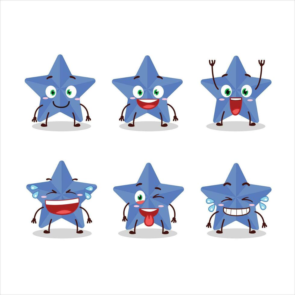 Karikatur Charakter von Neu Blau Sterne mit Lächeln Ausdruck vektor