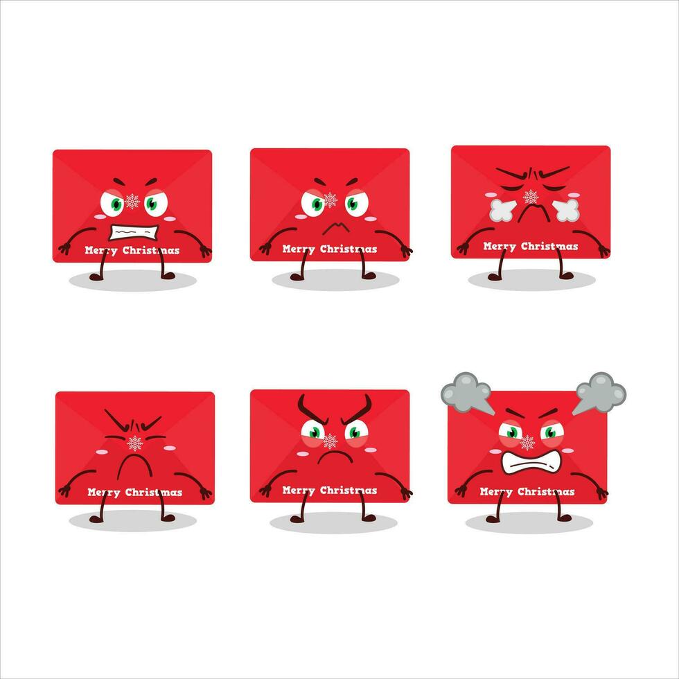 röd jul kuvert tecknad serie karaktär med olika arg uttryck vektor