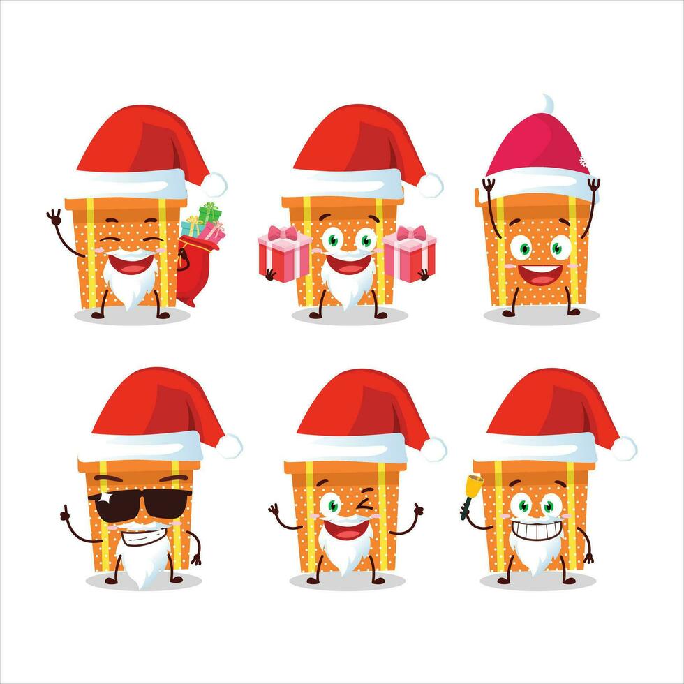 santa claus uttryckssymboler med orange jul gåva tecknad serie karaktär vektor