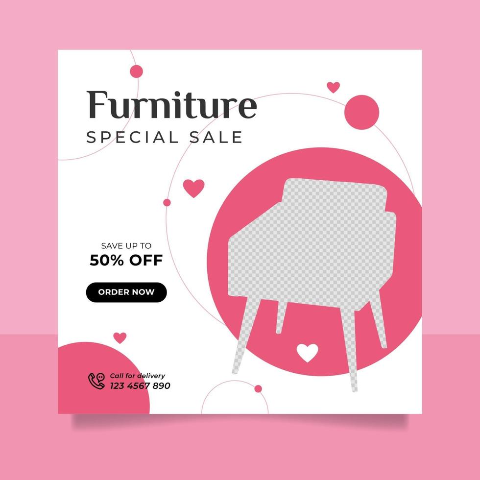 minimalistisk möbler försäljning banner eller sociala medier post mall vektor