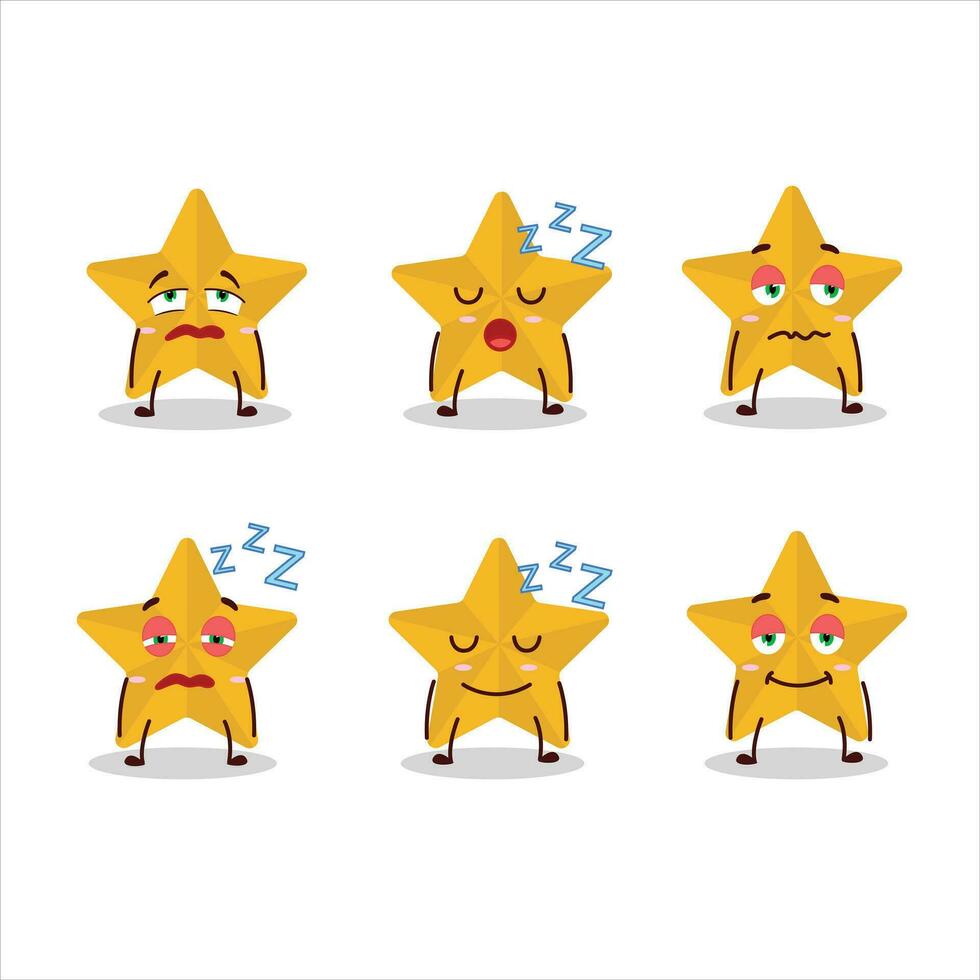 Karikatur Charakter von Neu Gelb Sterne mit schläfrig Ausdruck vektor
