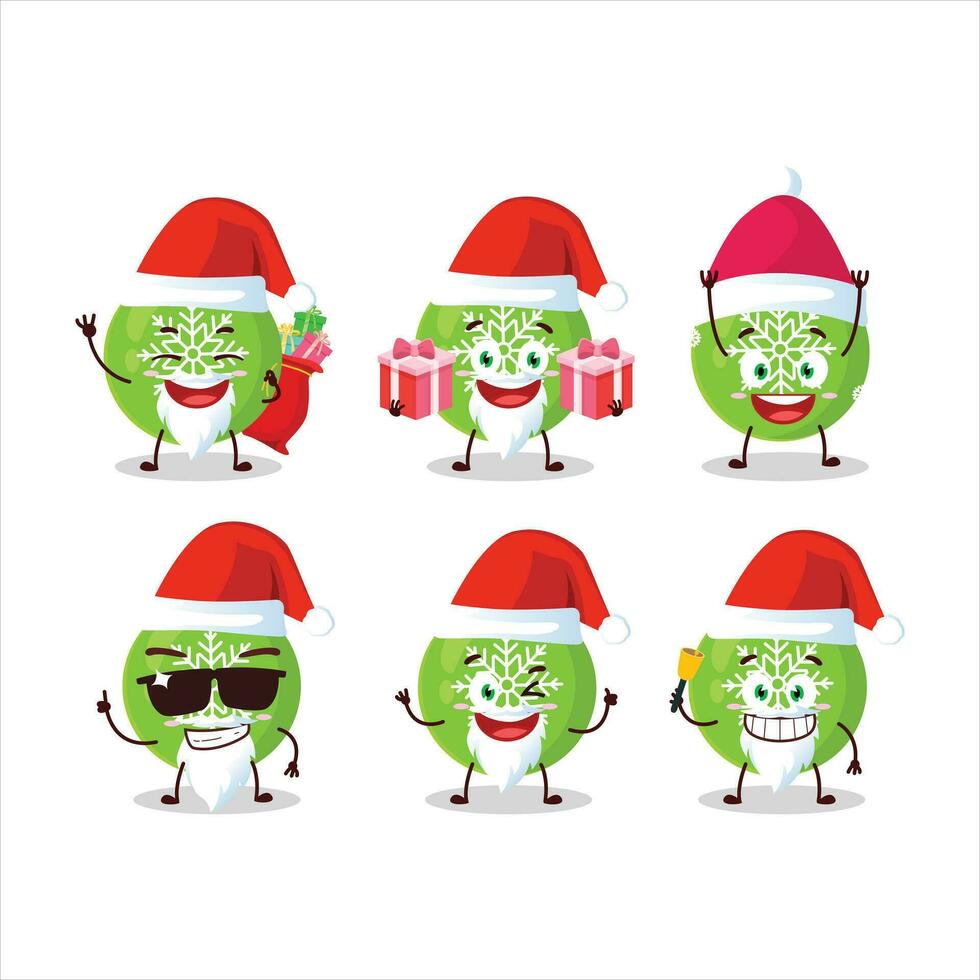 Santa claus Emoticons mit Weihnachten Ball Grün Karikatur Charakter vektor