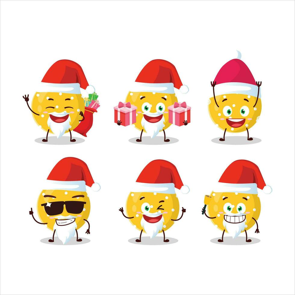 Santa claus Emoticons mit Weihnachten Ball Gelb Karikatur Charakter vektor
