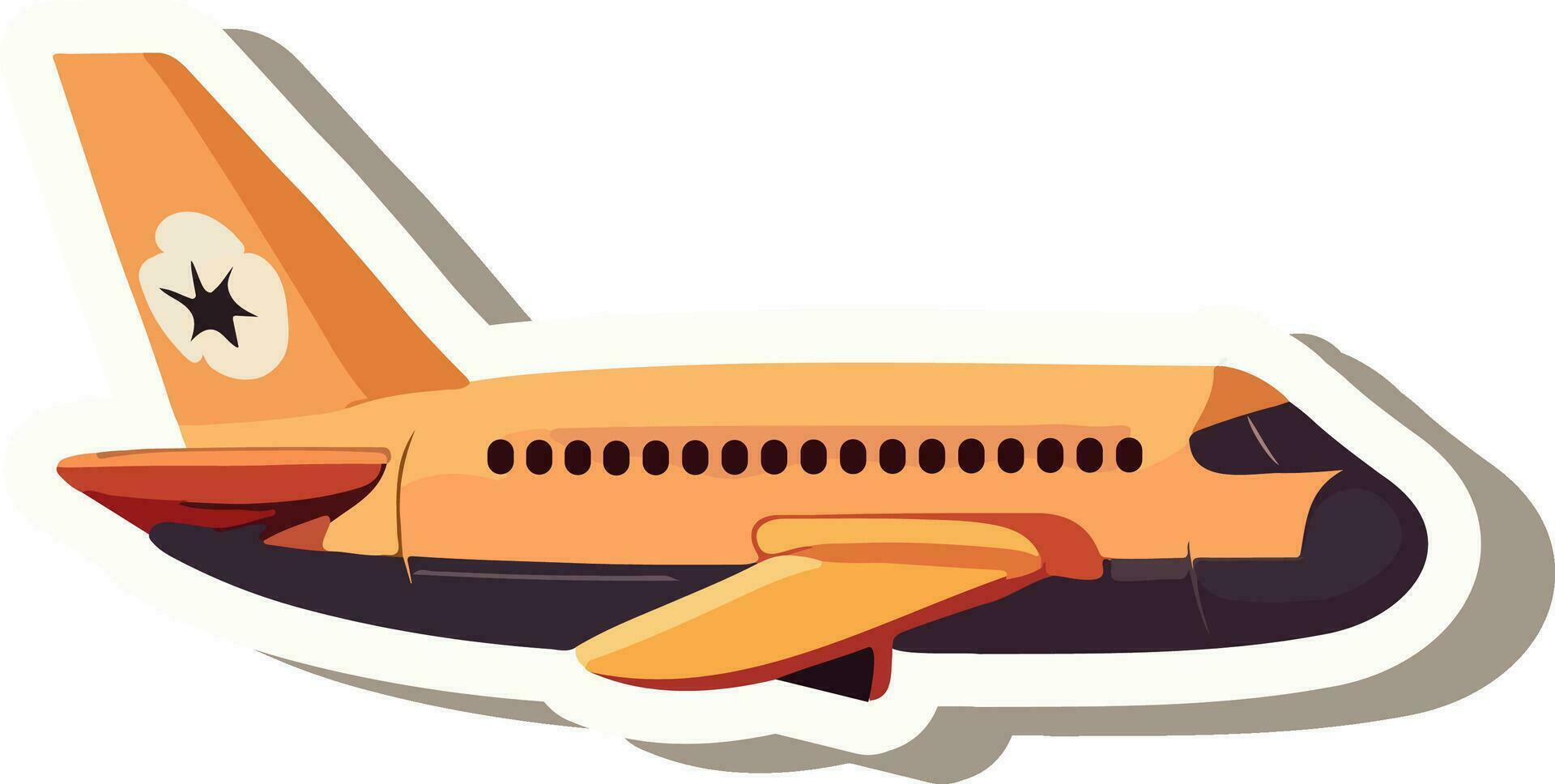 Orange und lila Flugzeug Symbol im Aufkleber Stil. vektor