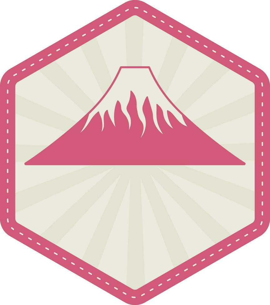 isoliert Vulkan mit Strahlen auf Hexagon Hintergrund im Rosa und grau Farbe. vektor