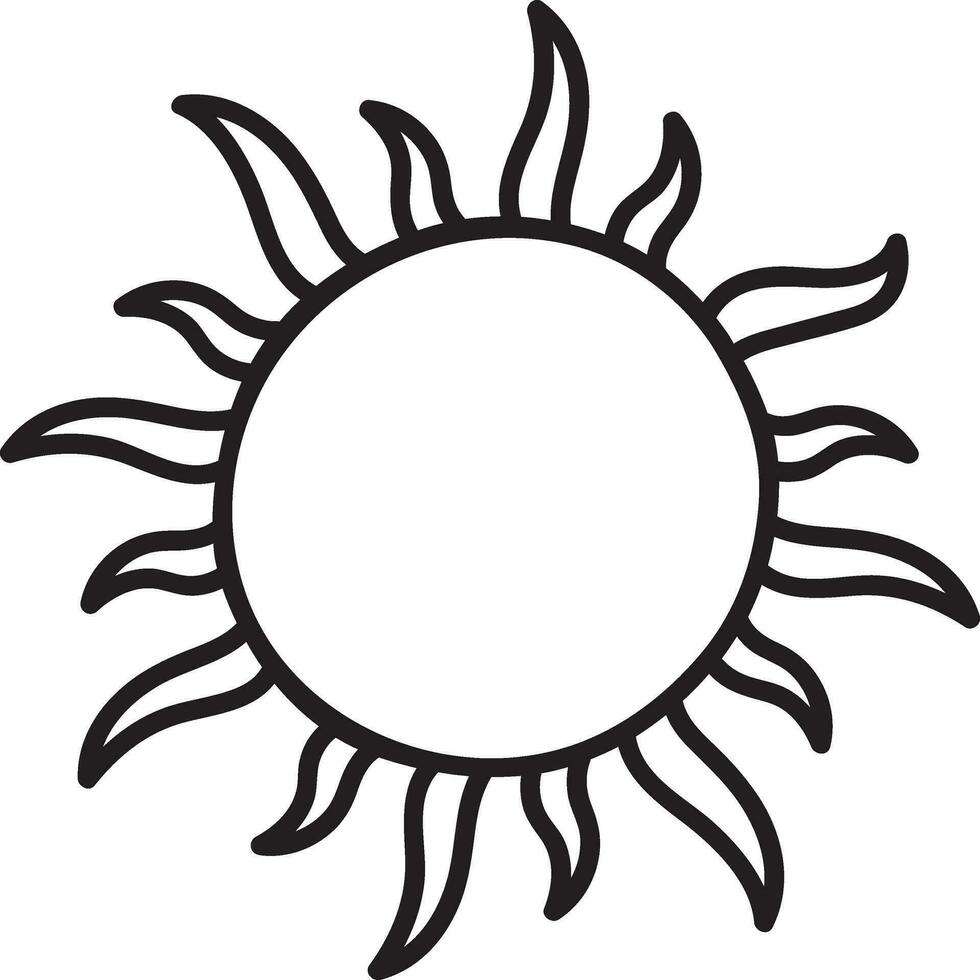 svart tunn linje konst av Sol ikon eller symbol. vektor