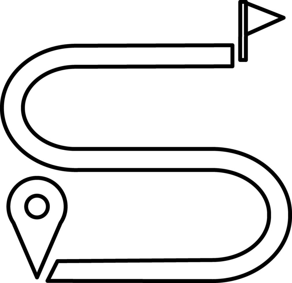 Linie Kunst, Pfadfinder Symbol mit Ort Stift und Flagge. vektor