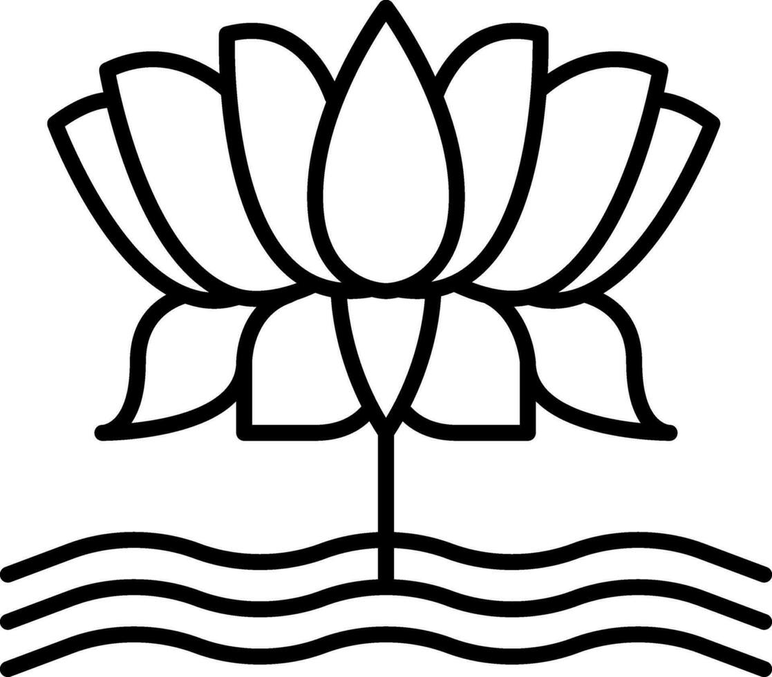 lotus i lera svart stroke ikon. vektor