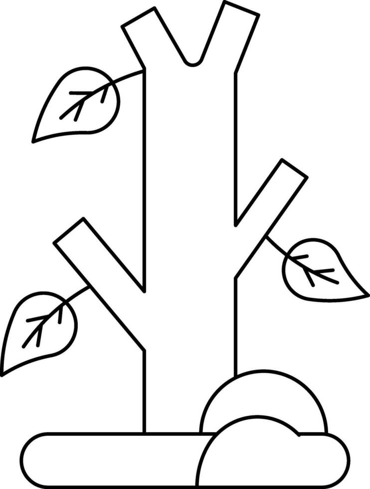 torr träd ikon i svart linje konst. vektor