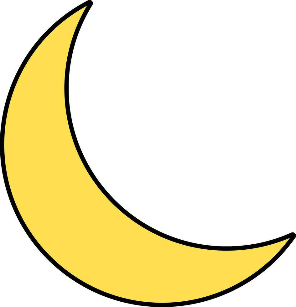 Halbmond Mond Symbol oder Symbol im Gelb Farbe. vektor
