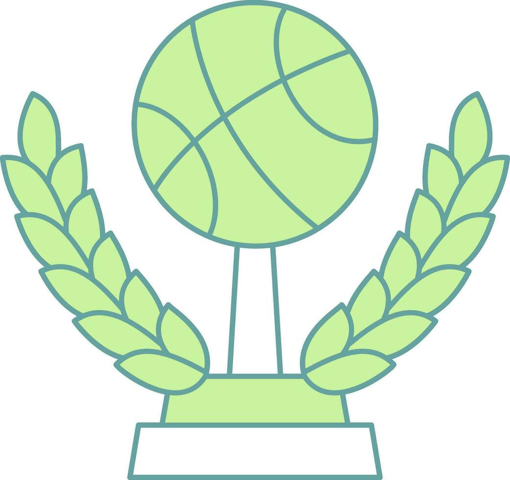 vinnande basketboll trofén ikon i grön och vit Färg. vektor