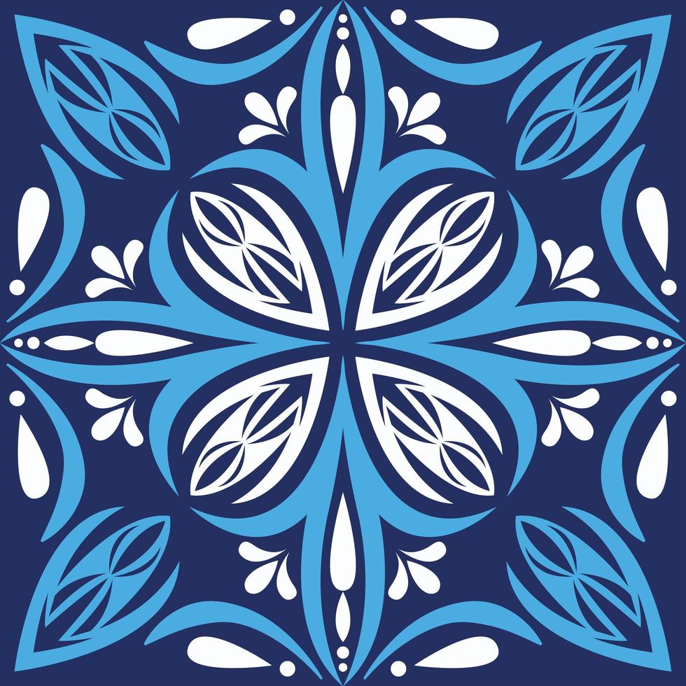 blå och vit konst italiensk keramisk bakgrund vektor