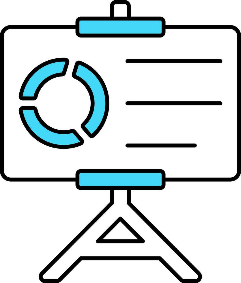 Kuchen Diagramm auf Tafel Symbol im Türkis und Weiß Farbe. vektor