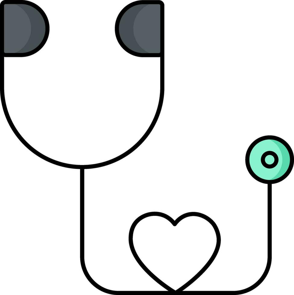 Stethoskop mit Herz Symbol oder Symbol im grau Farbe. vektor