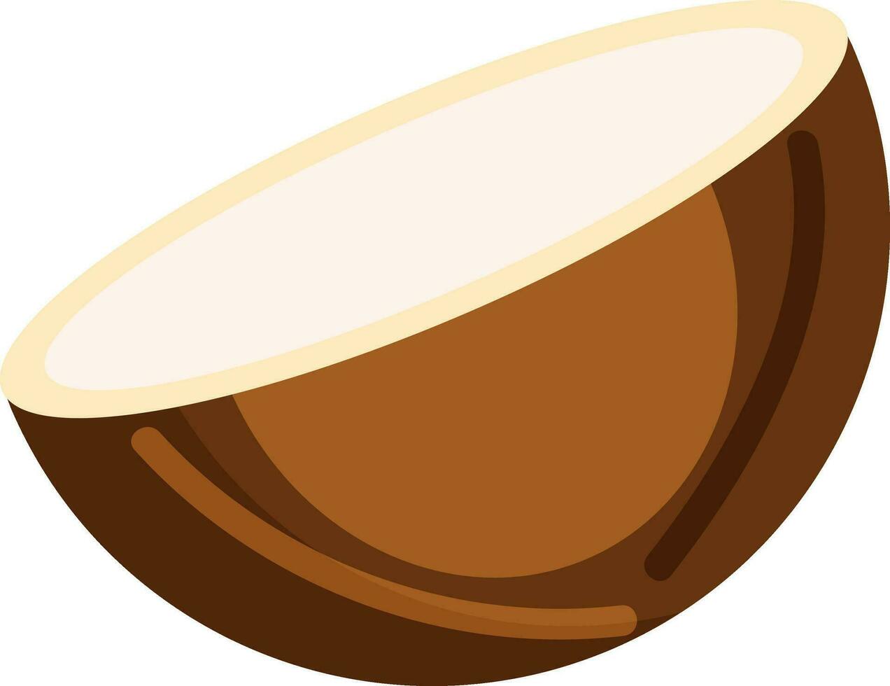 halv kokos element i brun Färg. vektor