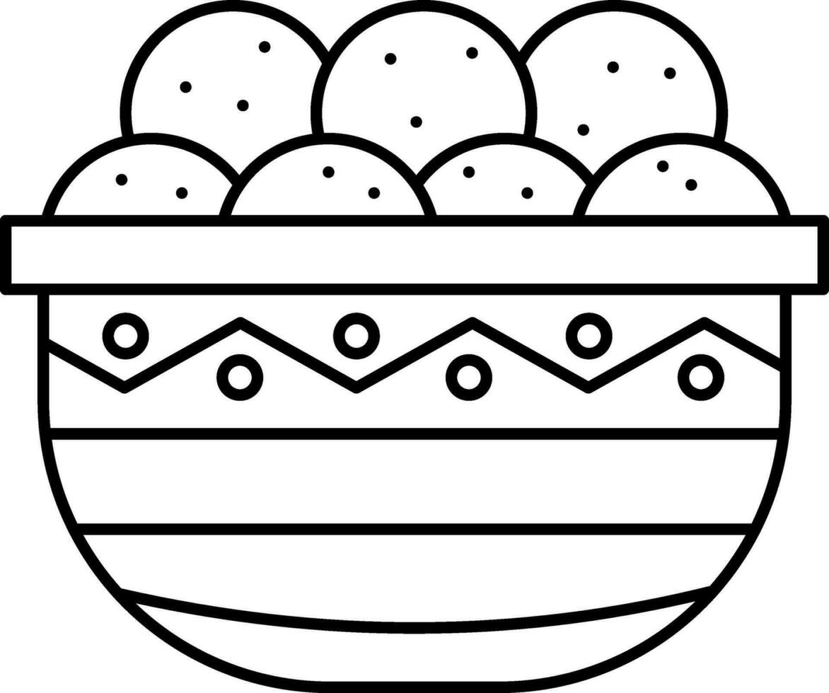 laddu Schüssel Symbol im schwarz Linie Kunst. vektor