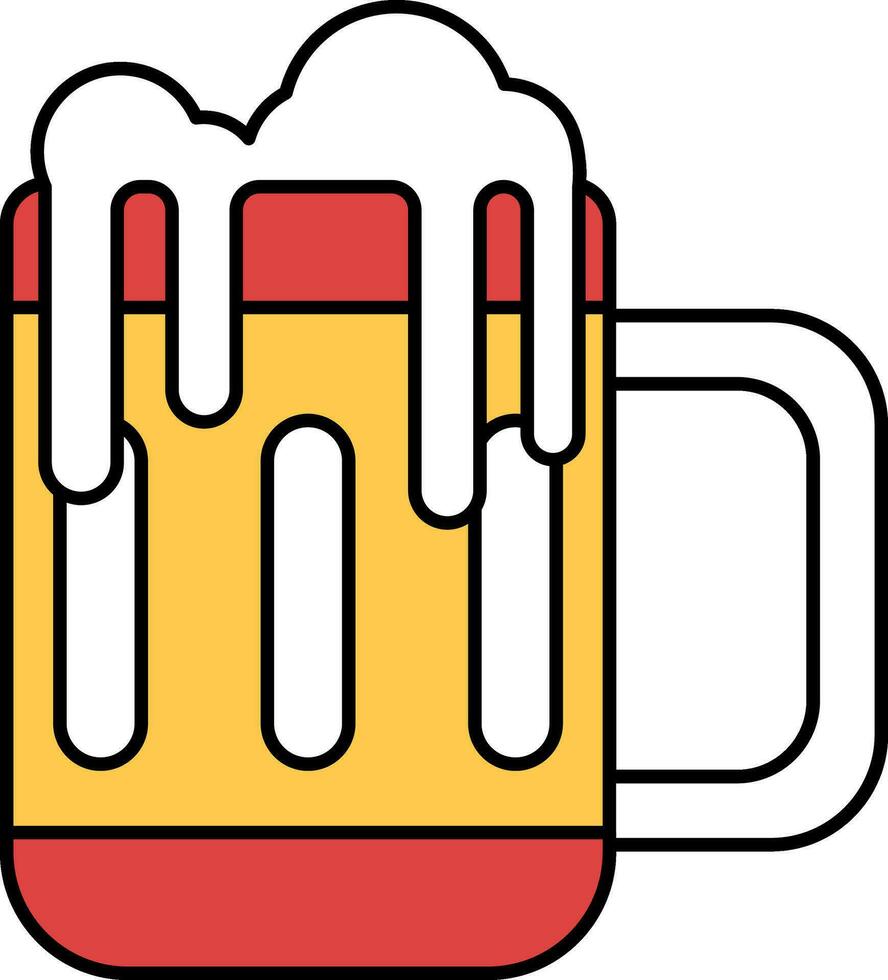 Bier Becher Symbol im rot und Gelb Farbe. vektor
