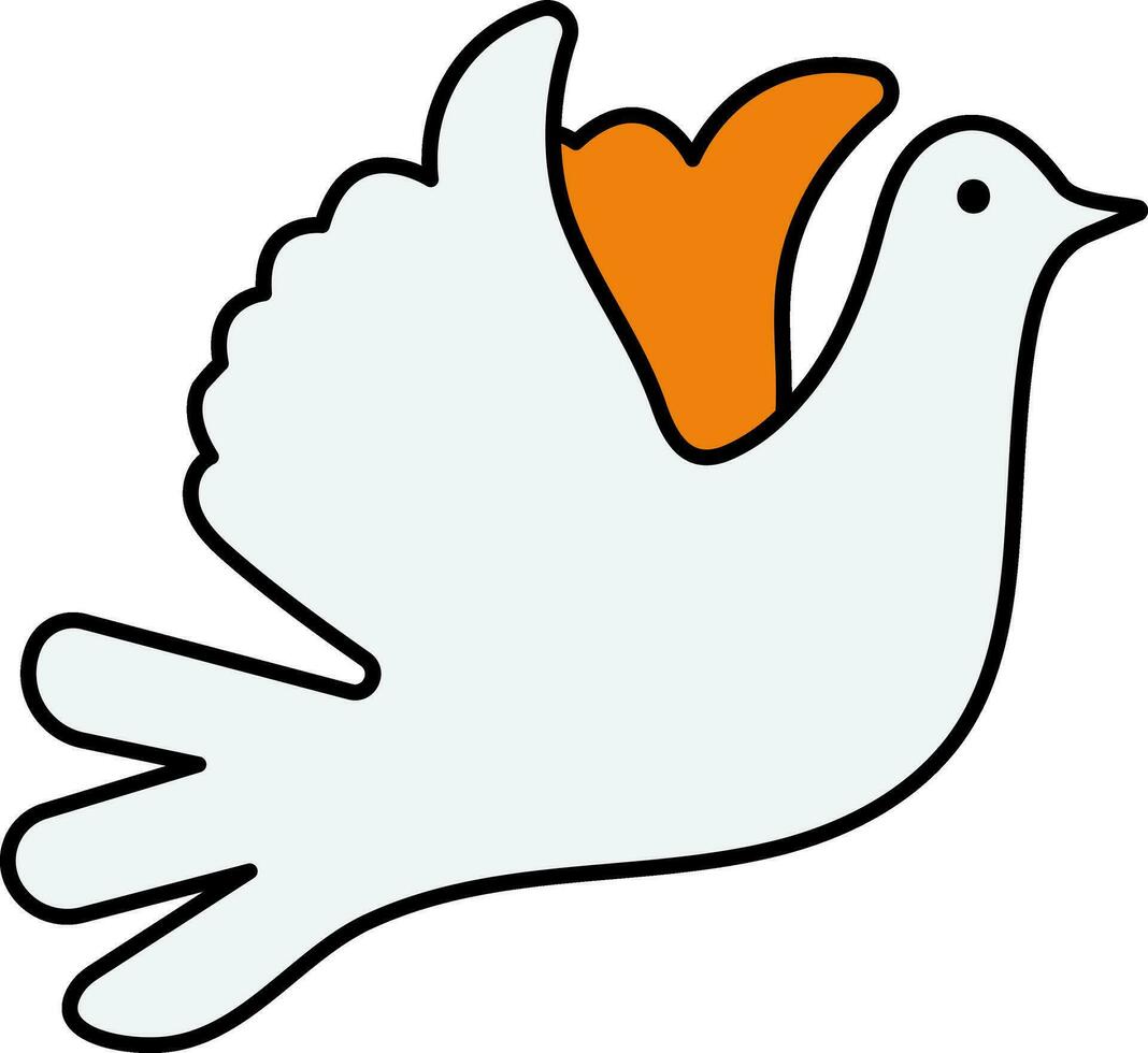 fliegend Vogel oder Taube Symbol im Orange und Weiß Farbe. vektor