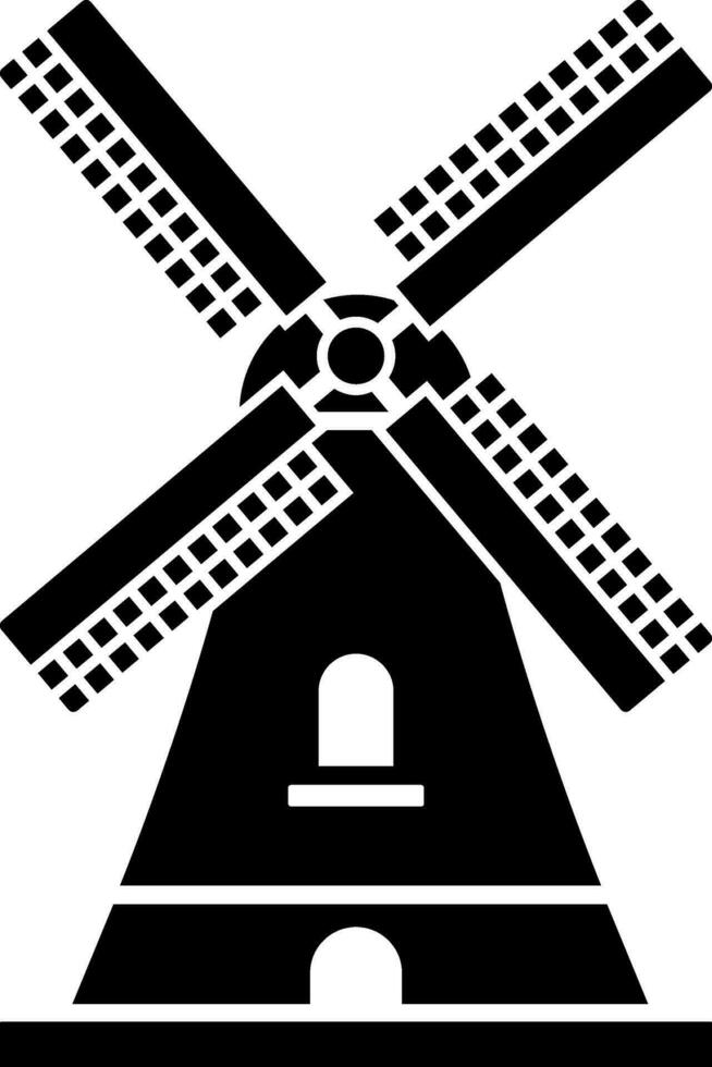 svart och vit illustration av kinderdijk väderkvarn ikon. vektor