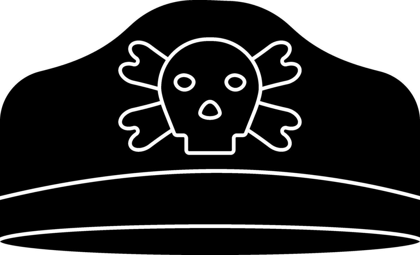 schwarz und Weiß Pirat Hut Symbol im eben Stil. vektor