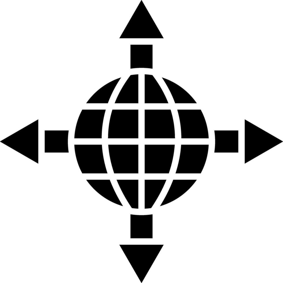 svart och vit illustration av värld vägbeskrivning ikon. vektor