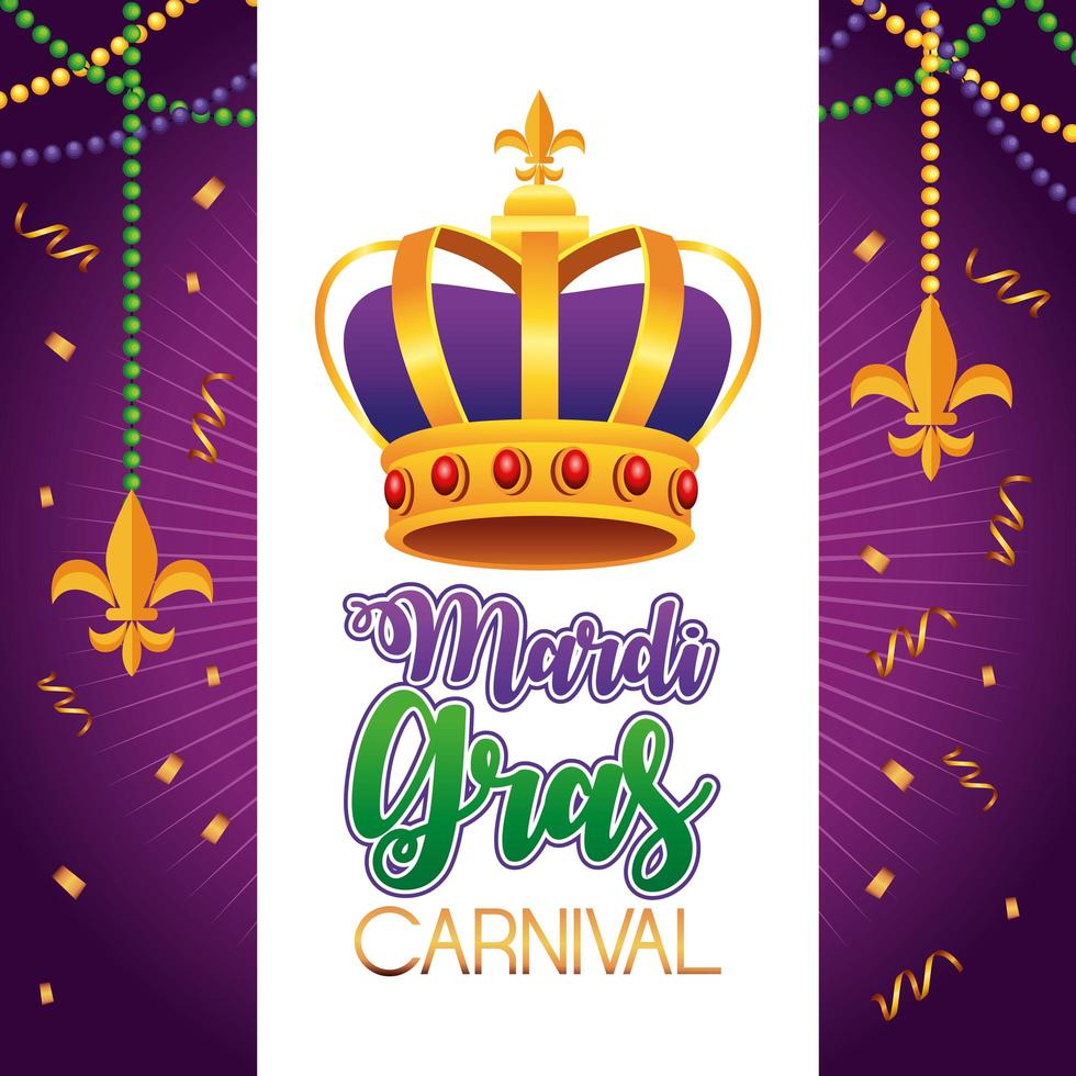 mardi gras karnevalbokstäver med drottningskrona vektor