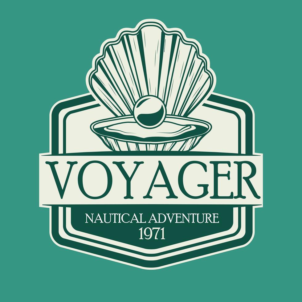 Auster mit Perle nautisch grau Vintage Emblem Symbol vektor