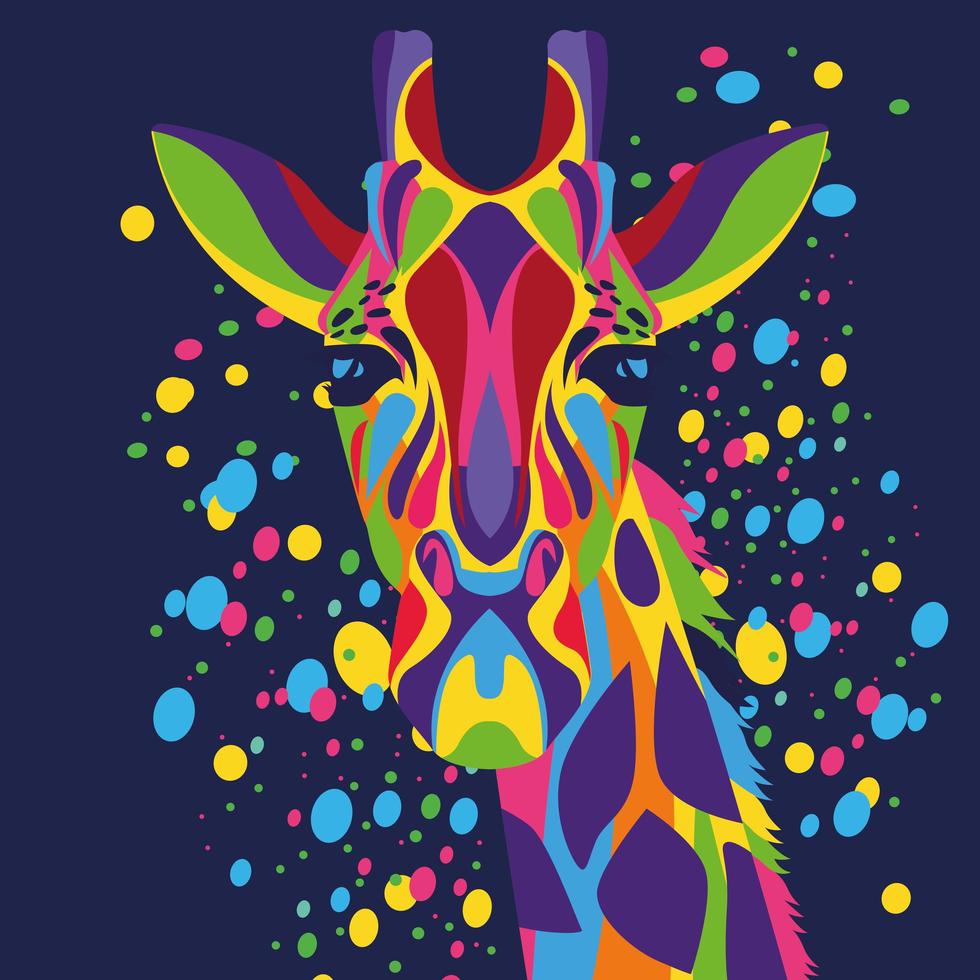 Giraffe wildes Leben Technicolor im blauen Hintergrund vektor