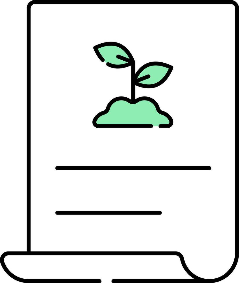 grön och vit illustration av växt dokumentera ikon. vektor