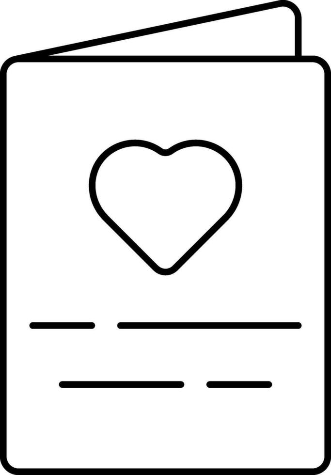 hjärta symbol kort svart tunn linje konst ikon. vektor
