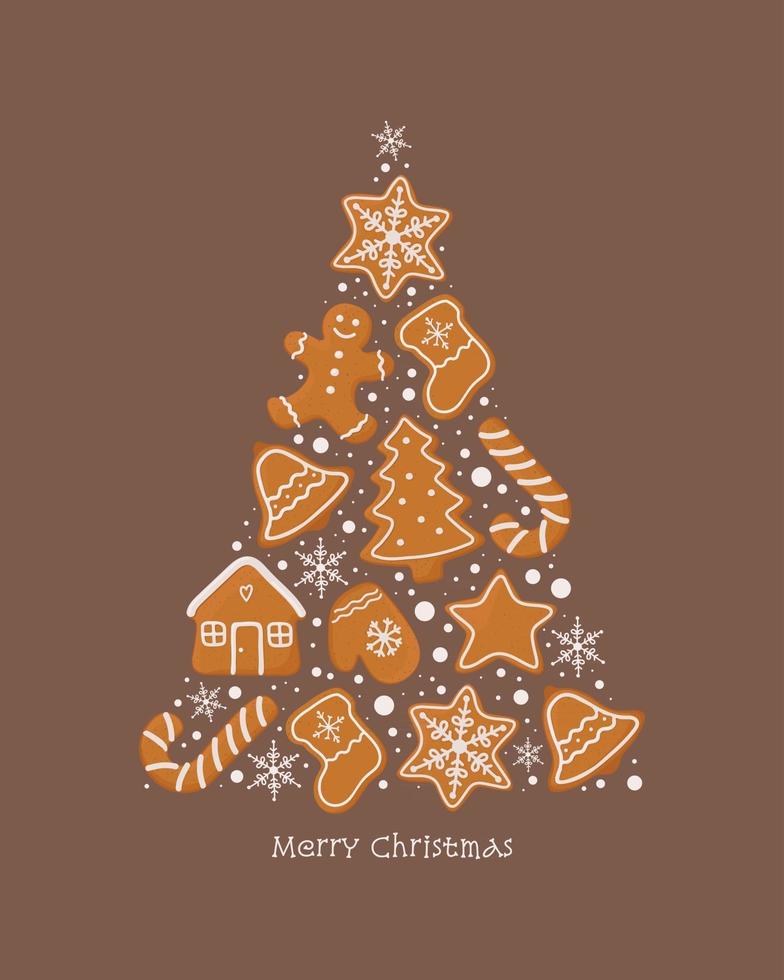 Weihnachtsgrußkarte mit Lebkuchenplätzchen vektor