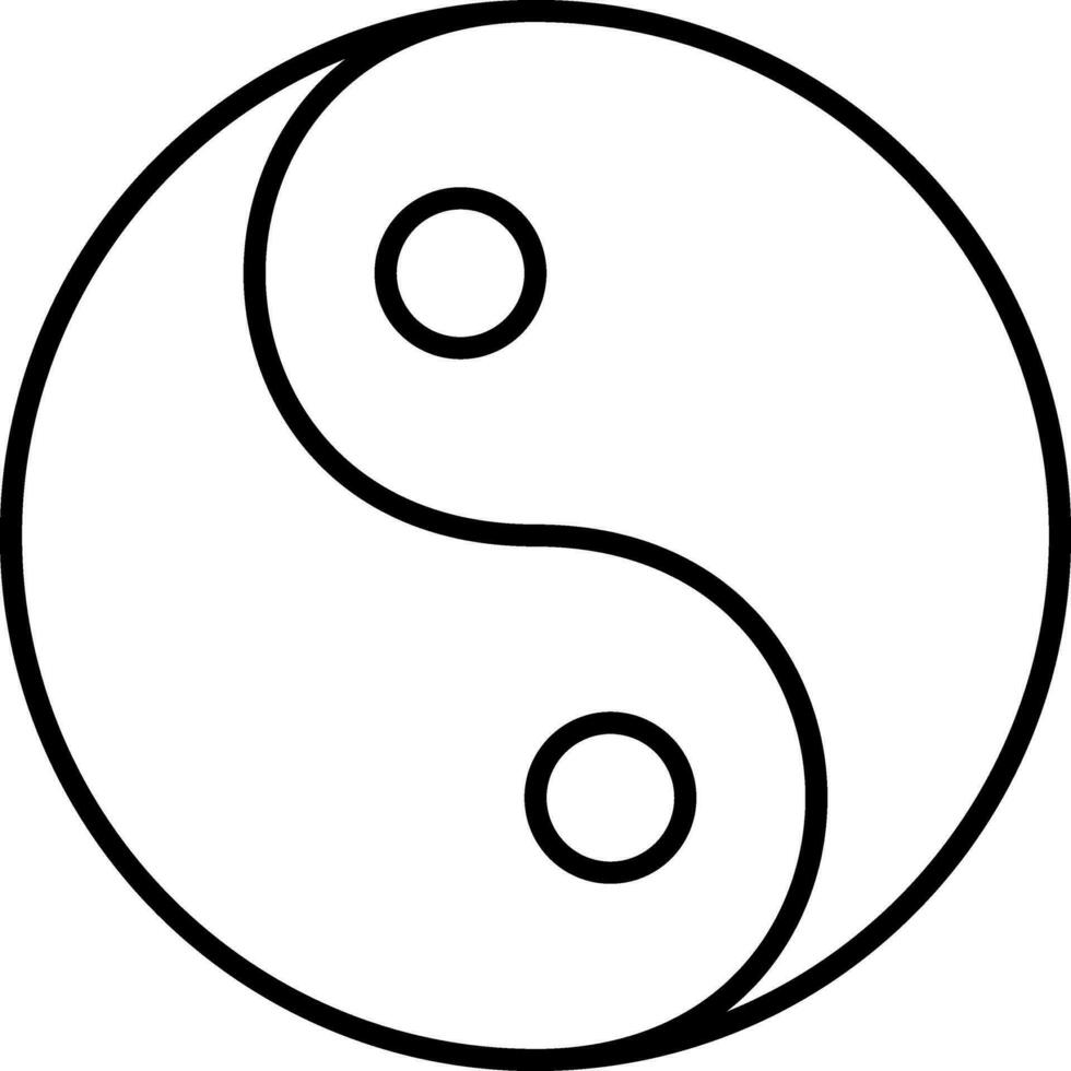 svart stroke yin yang platt ikon eller symbol. vektor