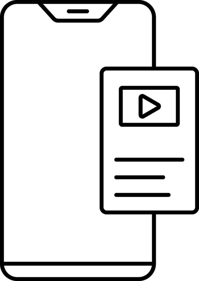 schwarz Gliederung abspielen Video aufführen im Smartphone Bildschirm Symbol. vektor